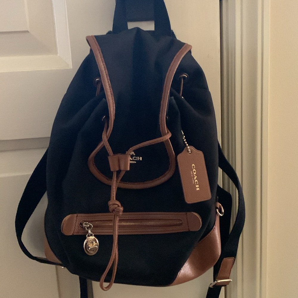 Coach Black Canvas Backpack (flaw)